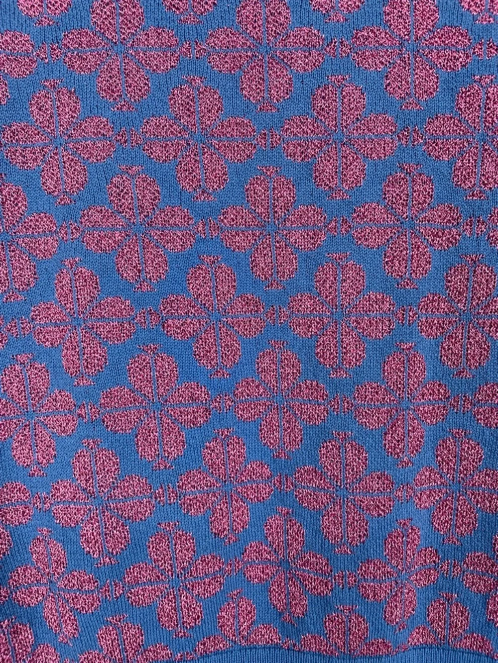 Kate Spade New York Blue & Pink Floral Jacquard Knit Polo Sweater Size Small